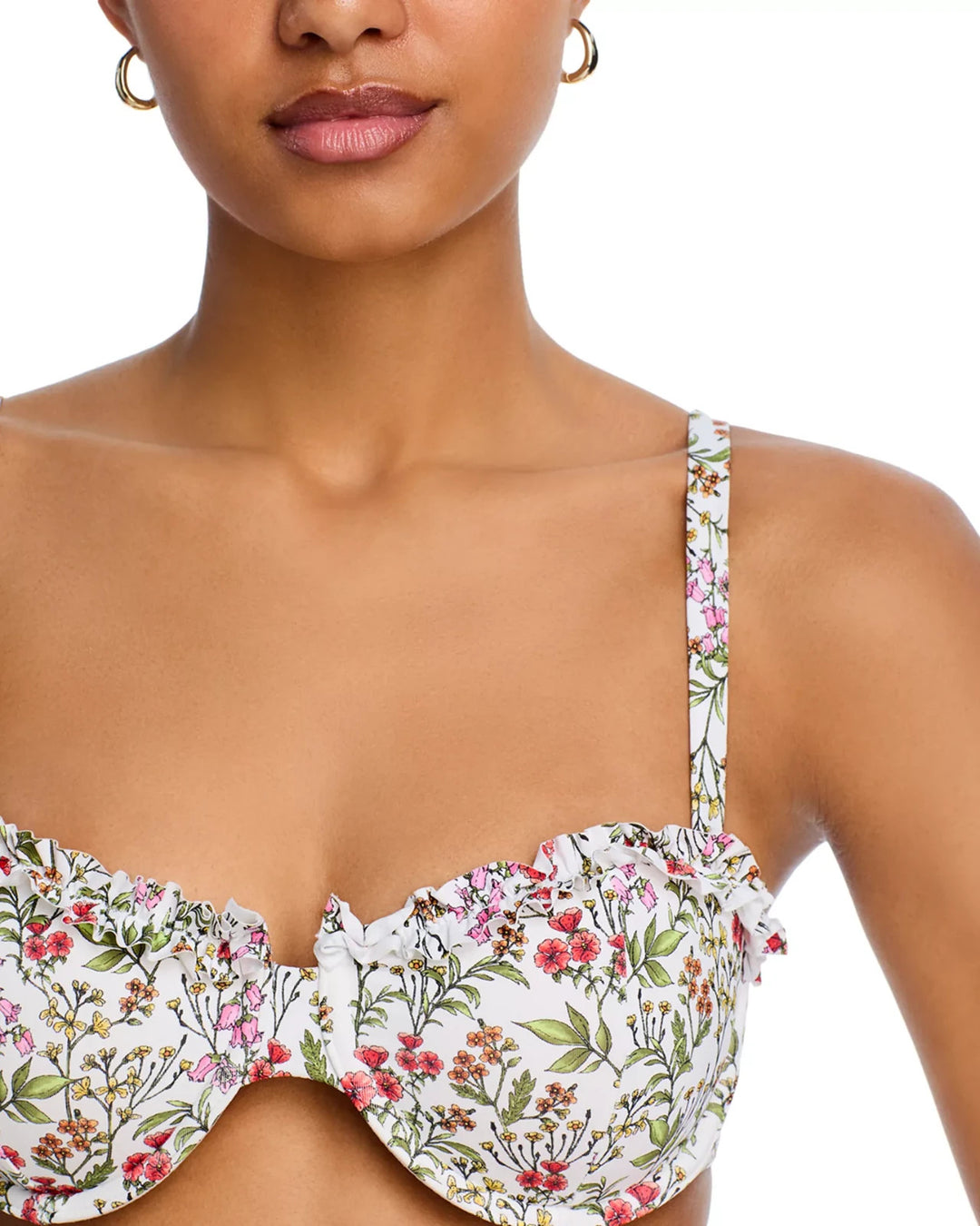 AQUA Ruffled Underwire Bikini Top MSRP $68