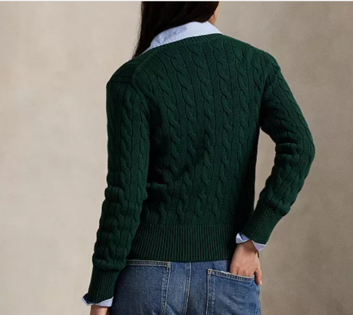 Polo Ralph Lauren Cable-Knit Cotton Crewneck Cardigan Sweater MSRP $228