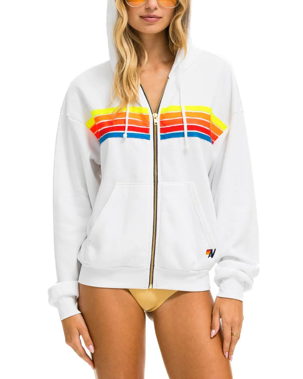 Aviator Nation Rainbow Stripe Hoodie MSRP $189