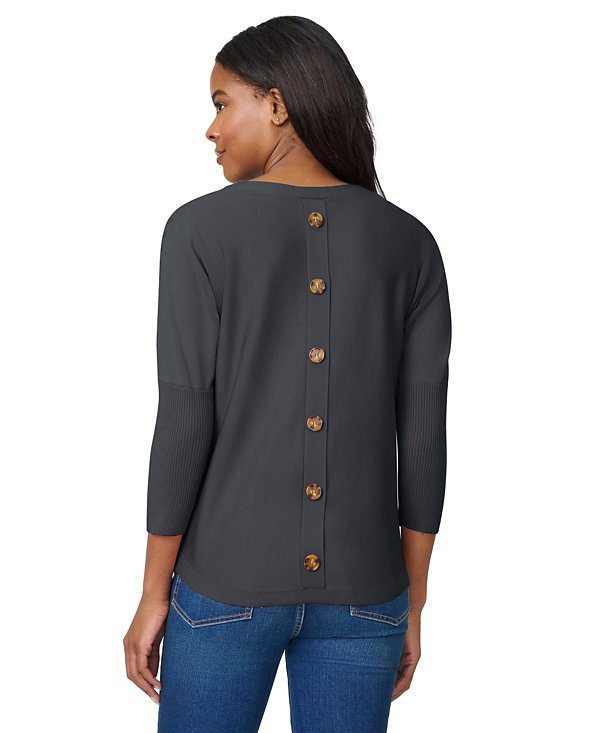 Melissa Paige Women's Boatneck Button-Back Dolman-Sleeve Sweater MSRP $46.50