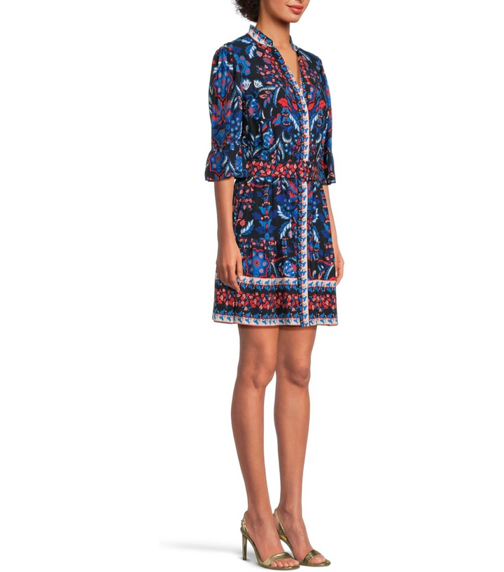Adrianna Papell Printed Short Flounce Dress MSRP $149