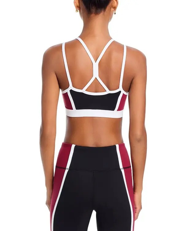 AQUA Athletic Toned Out Double Strap Color Block Sports Bra MSRP $68
