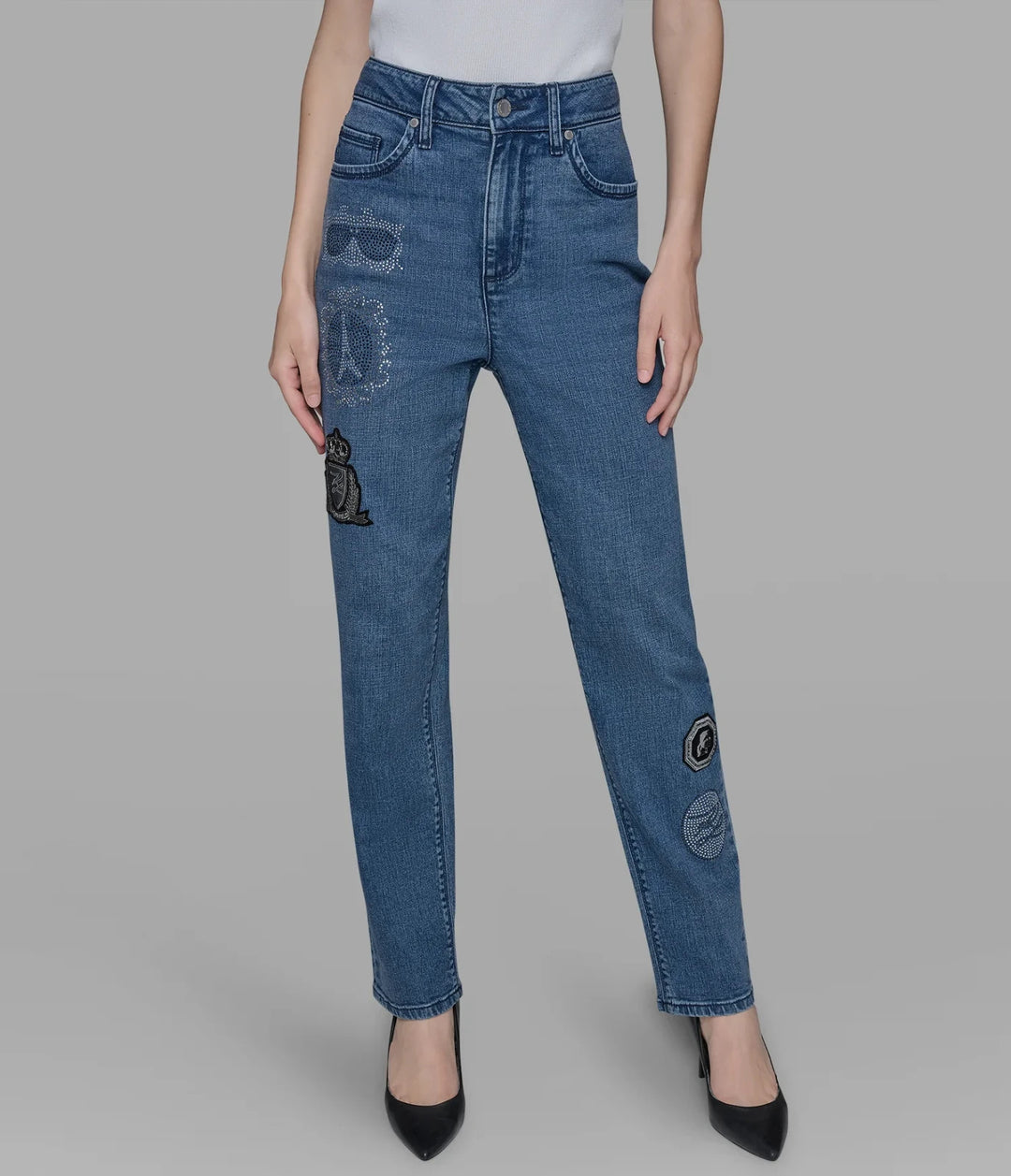 Karl Lagerfeld Straight Leg Jean with Patches MSRP $139