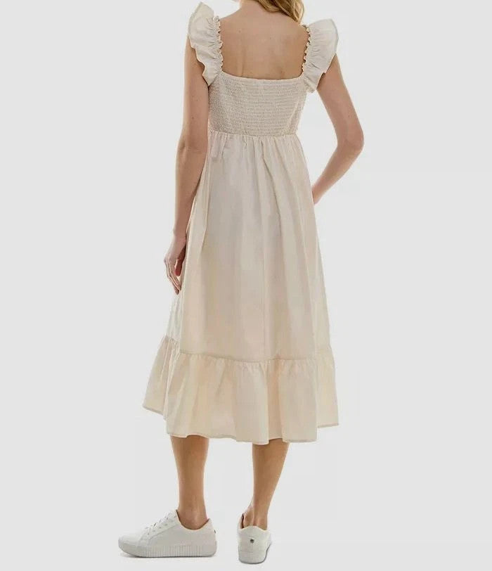 Speechless Ruffled Crochet-Trim Midi Dress MSRP $69