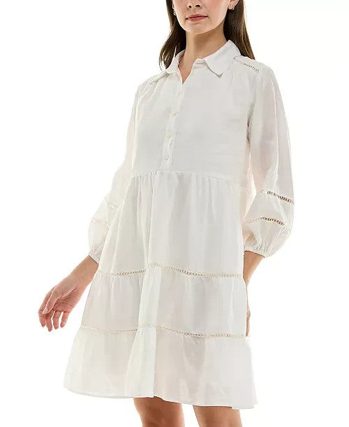 Taylor Ladder-Trim Collared A-Line Dres MSRP $128