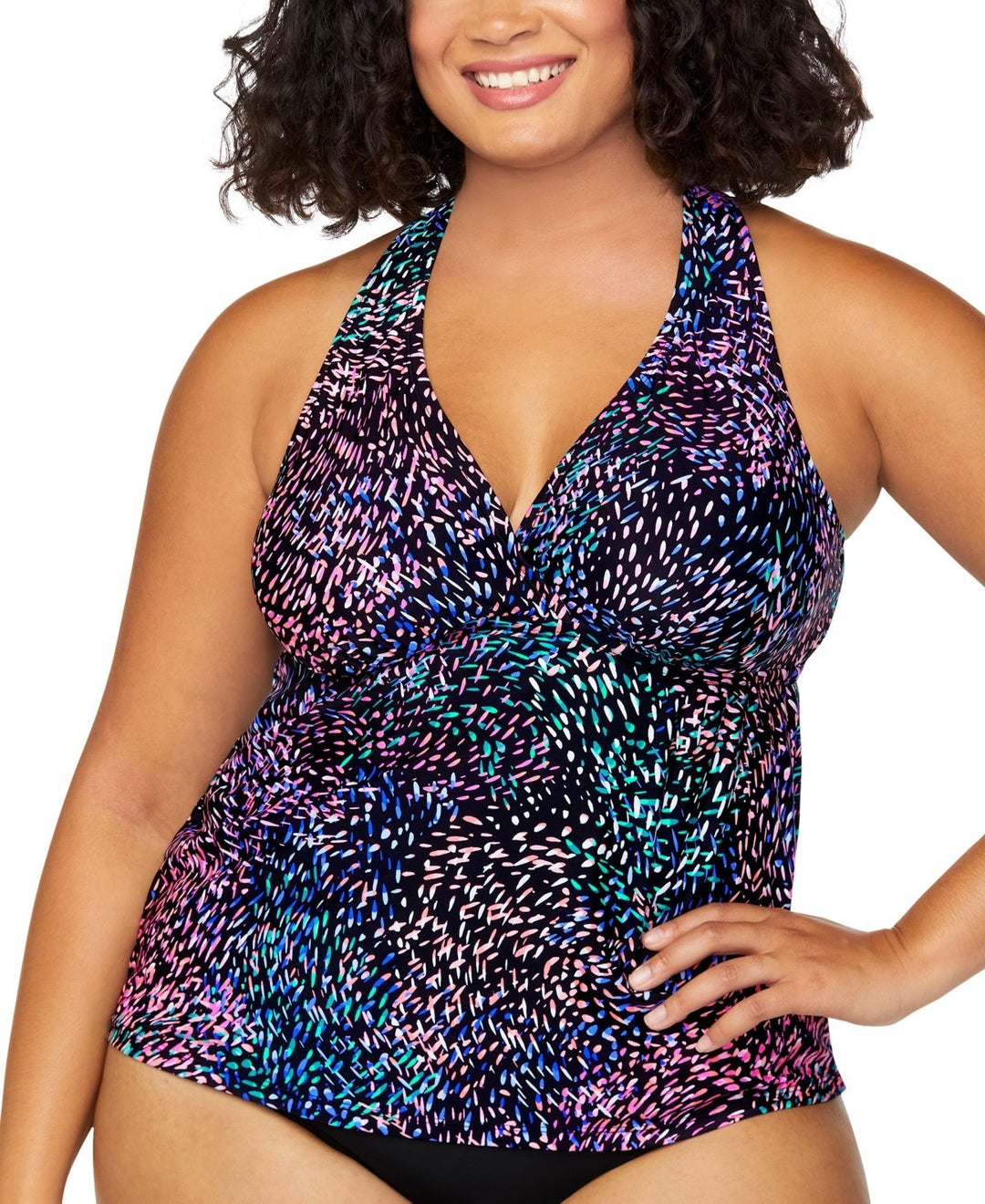 Island Escape Printed Halter-Back Tankini MSRP $49.99