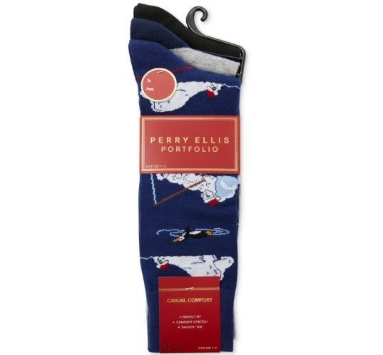 Perry Ellis Portfolio Men's 3pk. Festive Graphic Socks MSRP $20