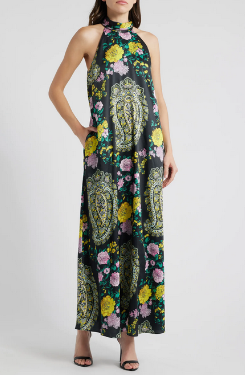Kobi Halperin Genesis Printed Halter Maxi Dress MSRP $698