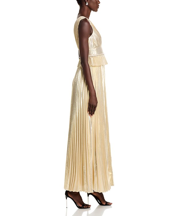 Self-Portrait Metallic Pleated Gown MSRP $585