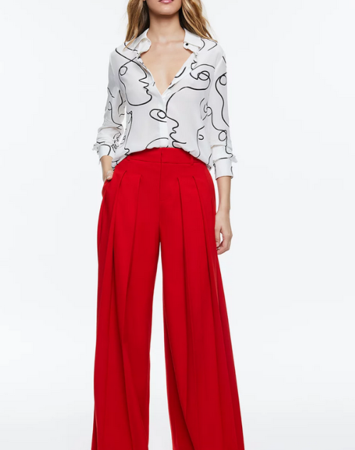 Alice and Olivia A+O Koketit Brady Silk Button Down Blouse MSRP $395