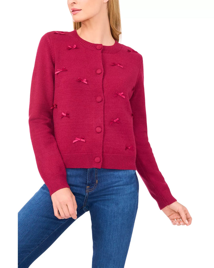 CeCe Ribbon Appliqué Cardigan MSRP $79