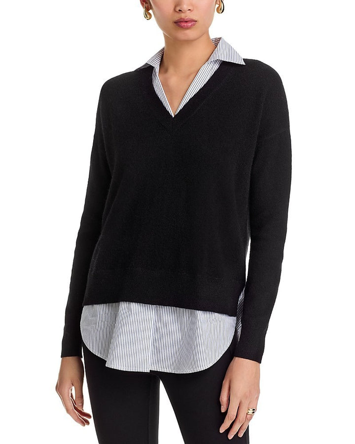 C by Bloomingdale's Cashmere Layered Look Cashmere Sweater MSRP $198