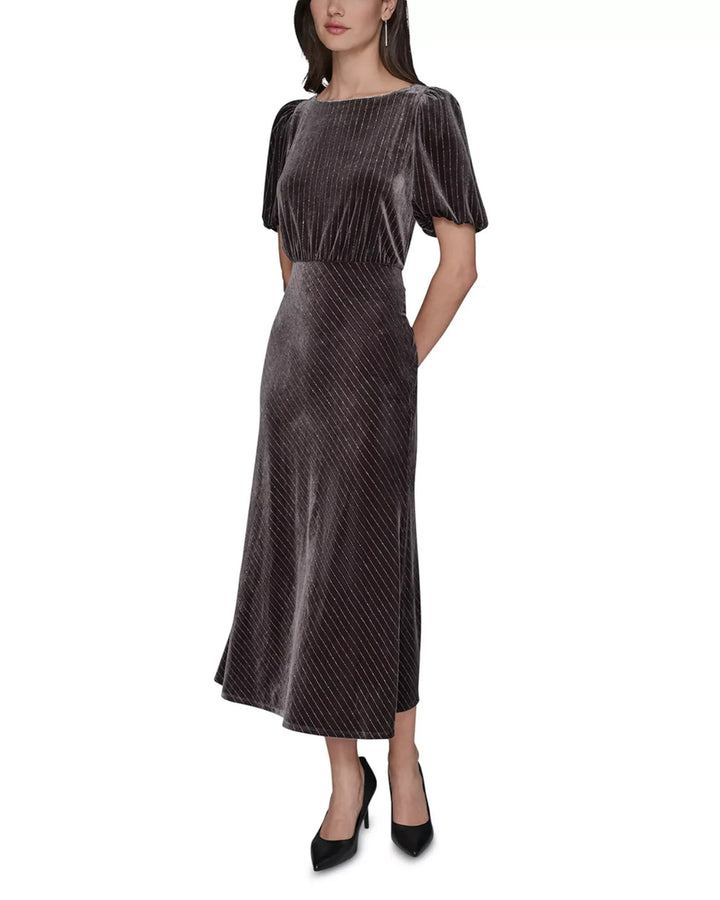 Karl Lagerfeld Paris Velvet Pinstriped Midi Dress MSRP $158