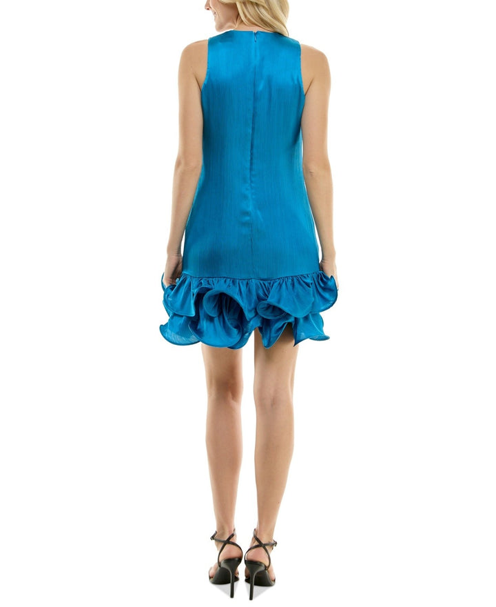 Taylor Satin Crinkled Ruffled Dress MSRP $158