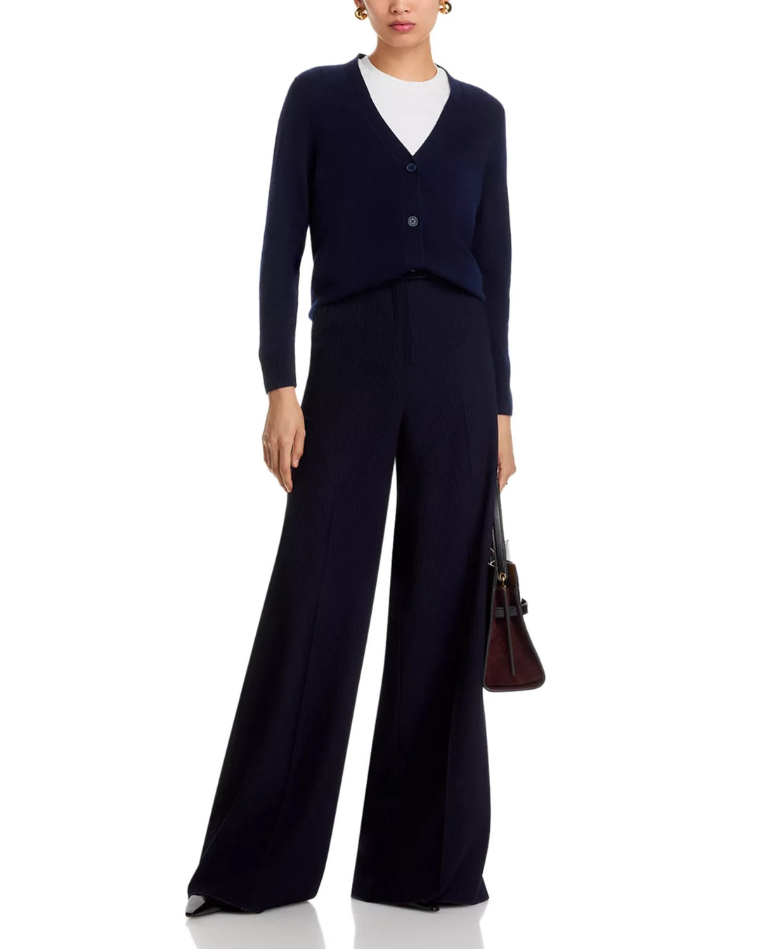 C by Bloomingdale's 100% Cashmere V Neck Cardigan Sweater MSRP $188