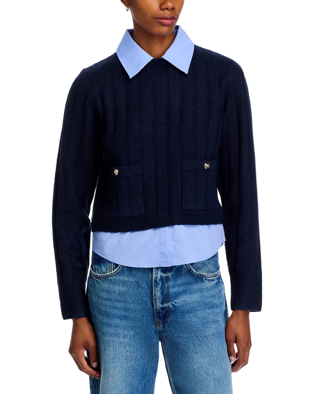 FRENCH CONNECTION Ellie Combo Knit Sweater MSRP $138