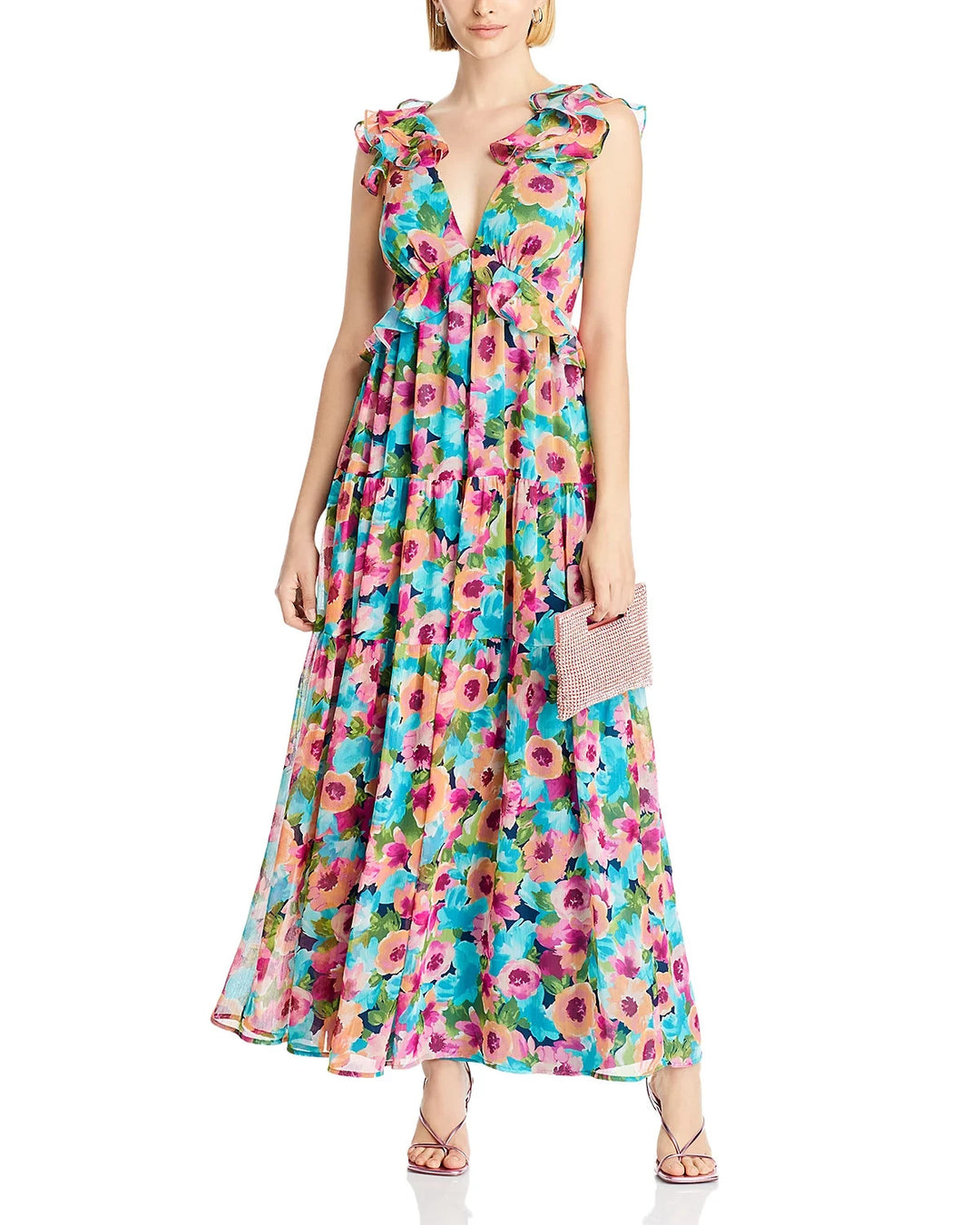 AQUA Ruffled Maxi Dress MSRP $128