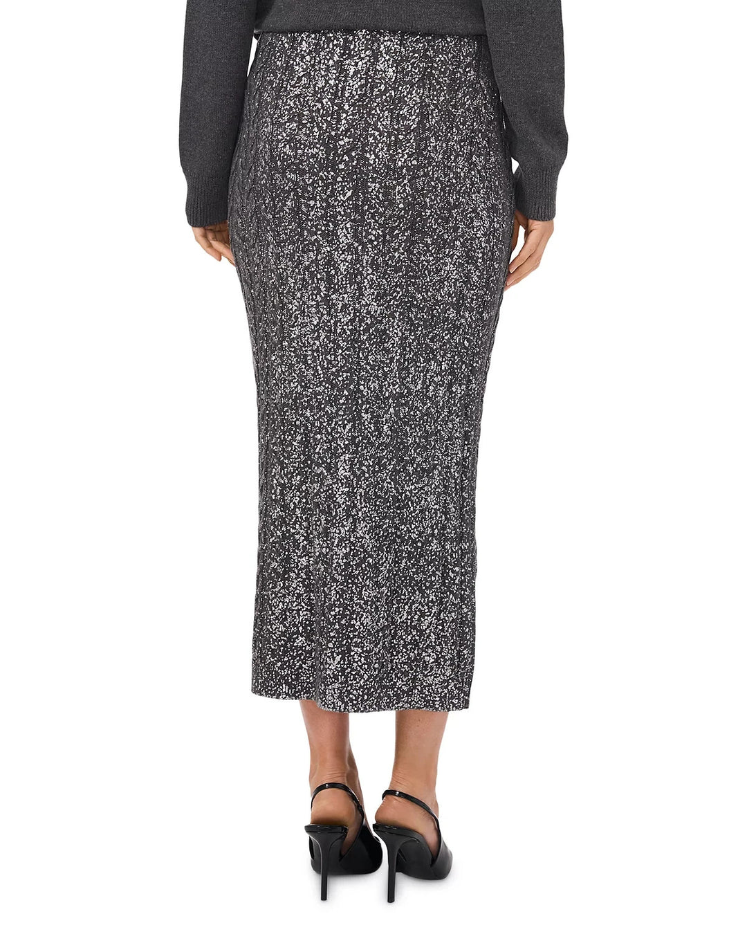 Vince Camuto Cable-Knit Shine Pull-On Midi Sweater Skirt MSRP $99