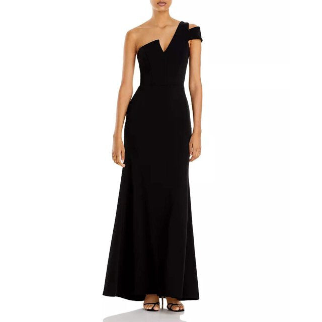 AQUA One-Shoulder Ruffled Gown MSRP $278
