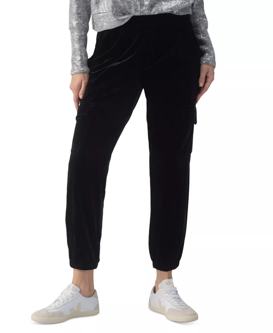 Sanctuary Women's Rebel Velvet Cargo Jogger Pants MSRP $98