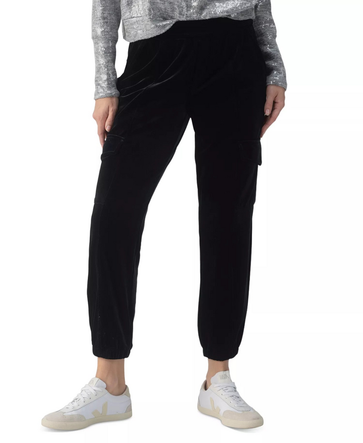 Sanctuary Women's Rebel Velvet Cargo Jogger Pants MSRP $98