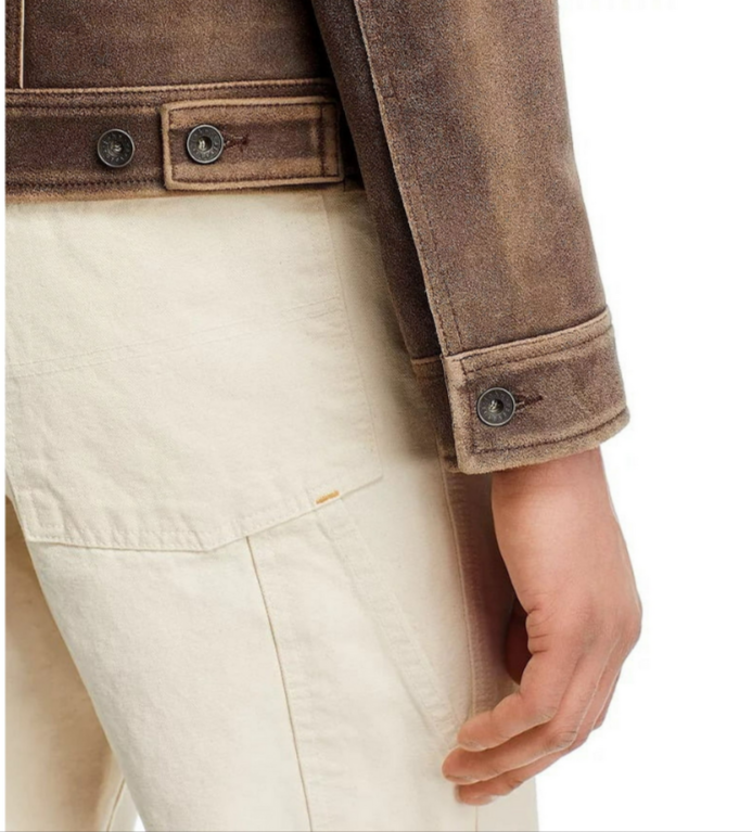 John Varvatos Andrew Leather Trucker Jacket MSRP $698