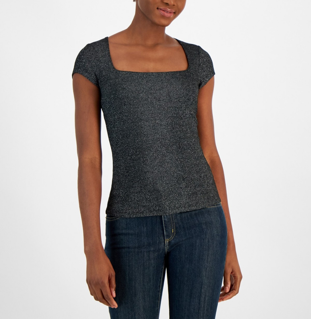 MICHAEL Michael Kors Metallic Cap-Sleeve Top MSRP $78
