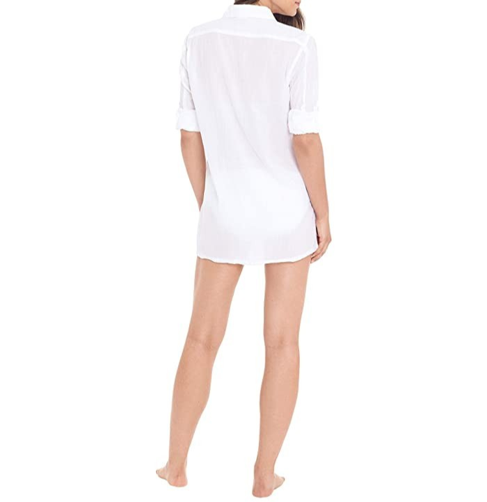 Lauren Ralph Lauren Crushed Cotton Camp Shirt Swim Cover-Up MSRP $100