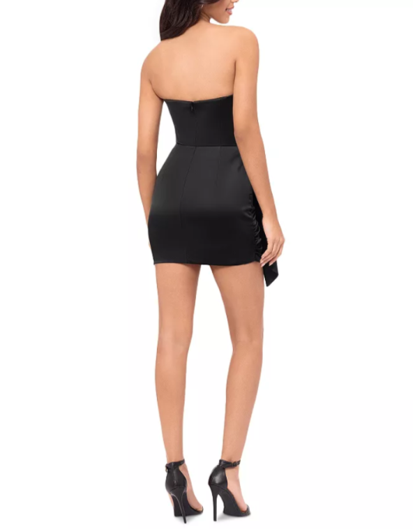 AQUA Strapless Satin Dress MSRP $218