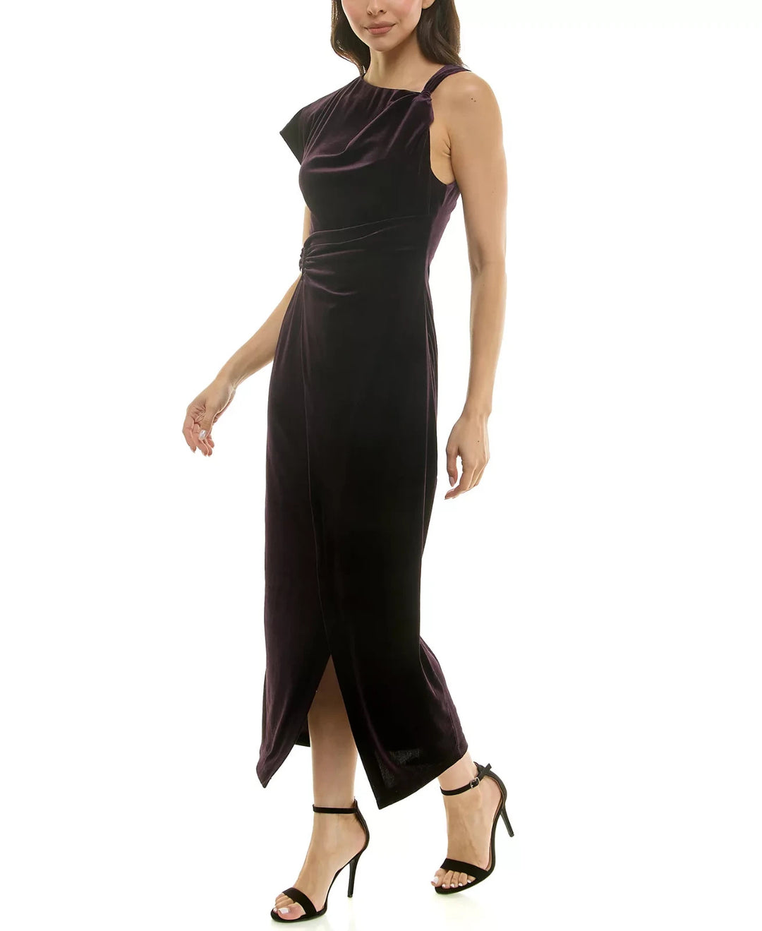 Taylor Asymmetrical Velvet Midi Dress MSRP $128