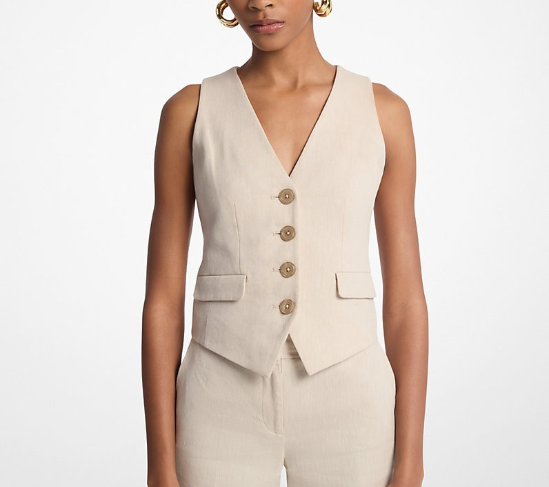 MICHAEL Michael Kors Linen and Cotton Twill Vest MSRP $198
