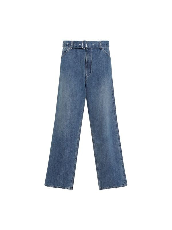 JIL SANDER Belted Cotton Denim Pants MSRP $1190