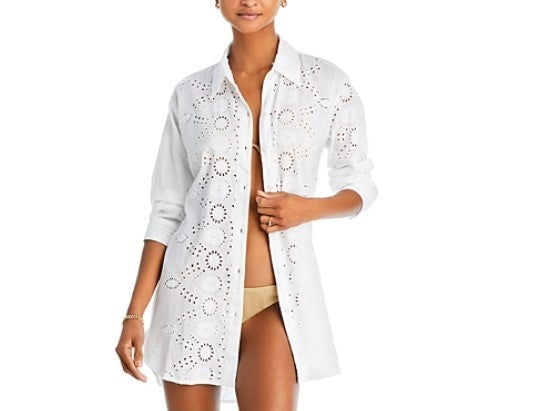Aqua Swim Eyelet Cotton Tunic Cover up MSRP $108
