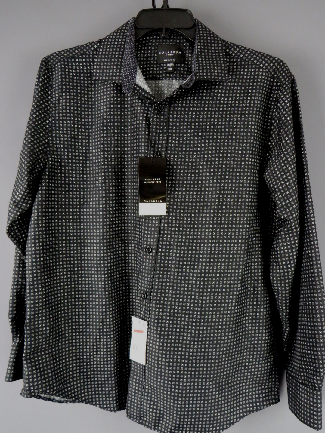 Calabrum Regular Fit Micro Geo Print Wrinkle Free Performance Dress Shirt $49