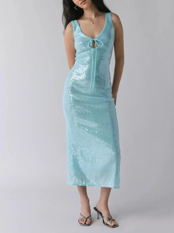 bardot isha sequined midi dress Isha Sequin Midi Dress In Aqua