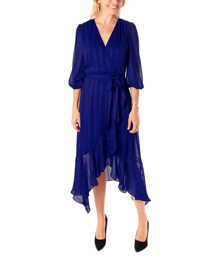 Maison Tara Women's Striped Clip-Dot Midi Dress MSRP $138