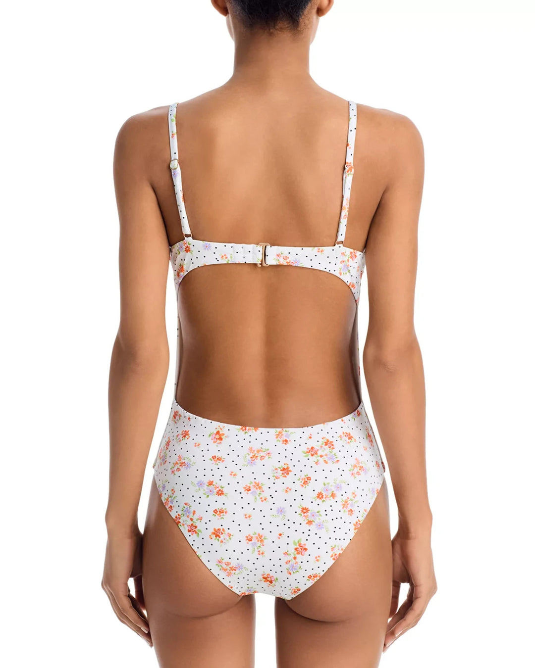 AQUA Smocked Underwire One Piece Swimsuit MSRP $108