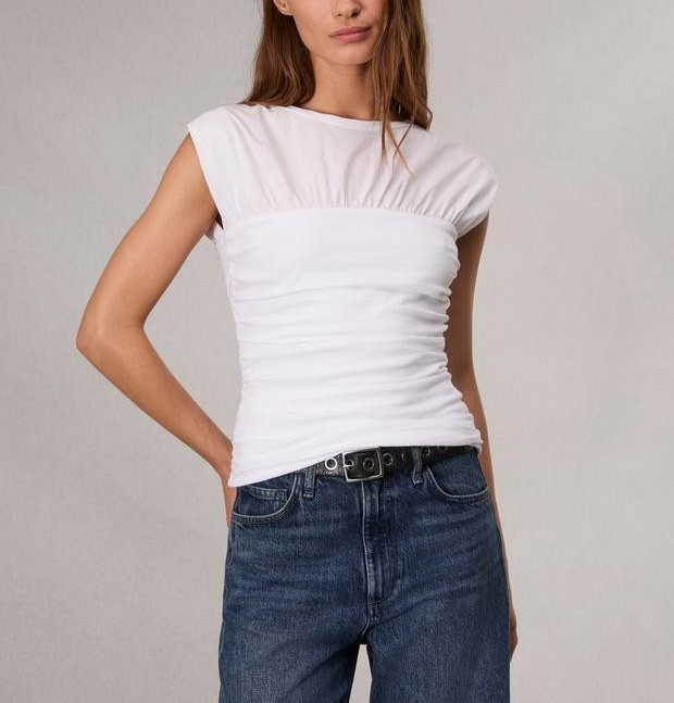 Rag & Bone Women's Mica Ruched Cotton Top MSRP $148