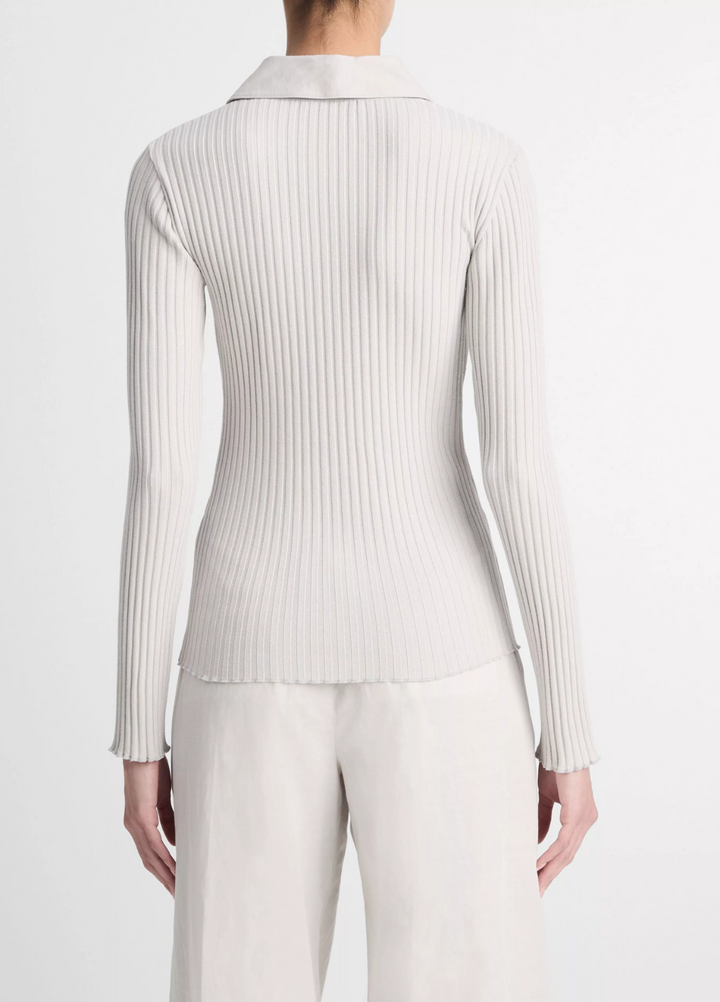 Vince Ribbed Polo Button Front Sweater MSRP $195