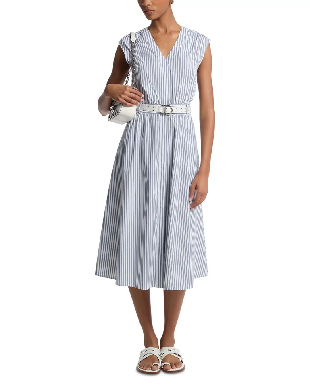 MICHAEL Michael Kors Graphic Stripe Midi Dress MSRP $248