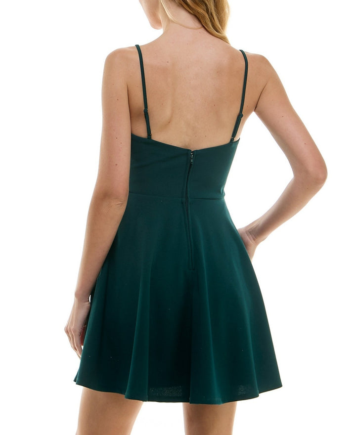 City Studios Juniors' Sweetheart-Neck Sequin Skater Dress MSRP $69