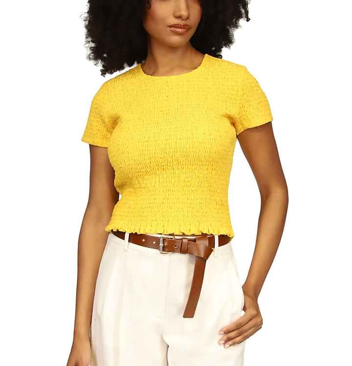 MICHAEL Michael Kors Smocked Crewneck Top MSRP $88