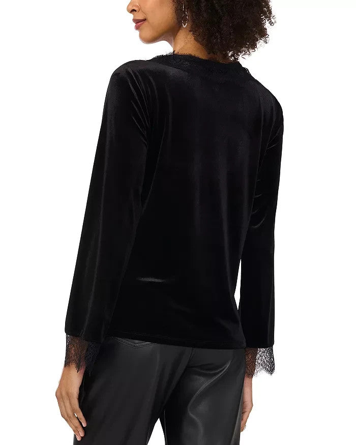 VINCE CAMUTO Lace Trim Velvet Top MSRP $79