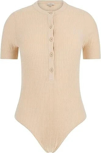 Guess Anders Ribbed Henley-Neck Bodysuit MSRP $79