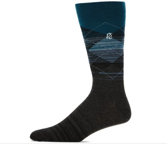 Perry Ellis Portfolio Men's Ombre Striped Argyle Dress Socks MSRP $10