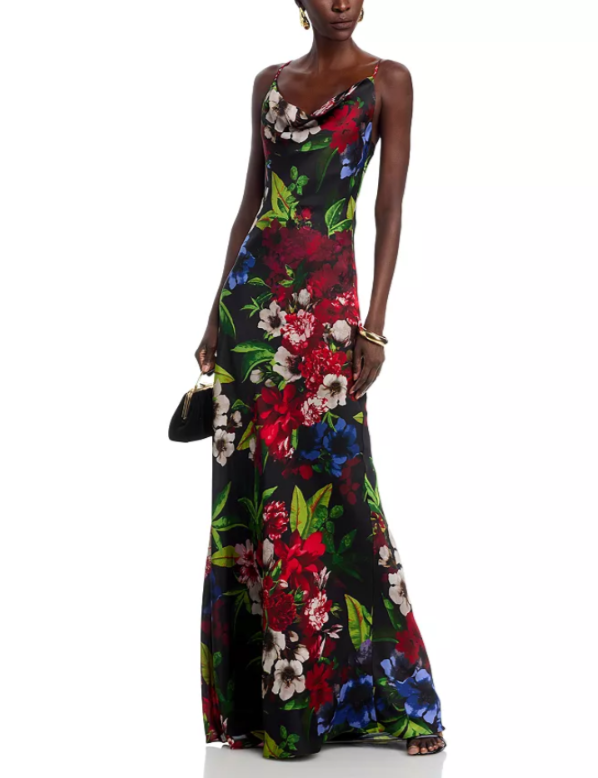 AQUA Printed Spaghetti Strap Slip Dress MSRP $278