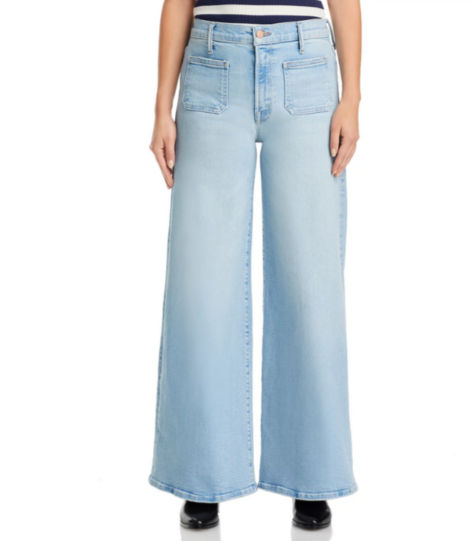 MOTHER The Lil' Petite Patch Pocket Undercover High Rise Wide Leg Jeans $248