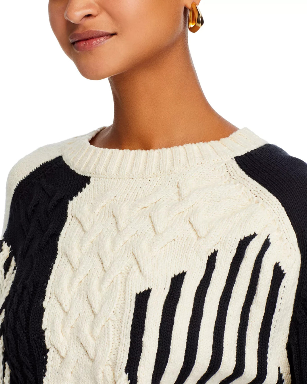 MOTHER The Jumper Slice Crewneck Cable Knit Sweater MSRP $450