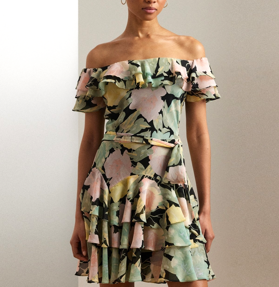 Lauren Ralph Lauren Women's Floral Off-the-Shoulder Cocktail Dress MSRP $225