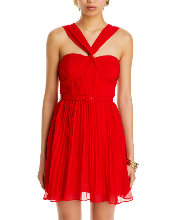 Self-Portrait Pleated Chiffon Mini Dress MSRP $410